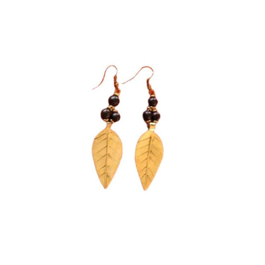 Acacia Leaf Brass African Earrings