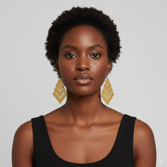 Amina Handcrafted Hammered Gold Earrings – Bold Kenyan Statement Jewelry