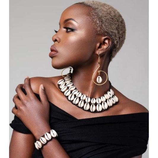 Mombasa Cowrie Shell necklace set - KENDI AMANI