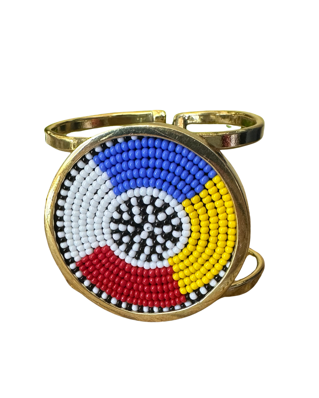 Angavu Handcrafted Brass & Beaded Cuff – Multicolor Statement Bracelet