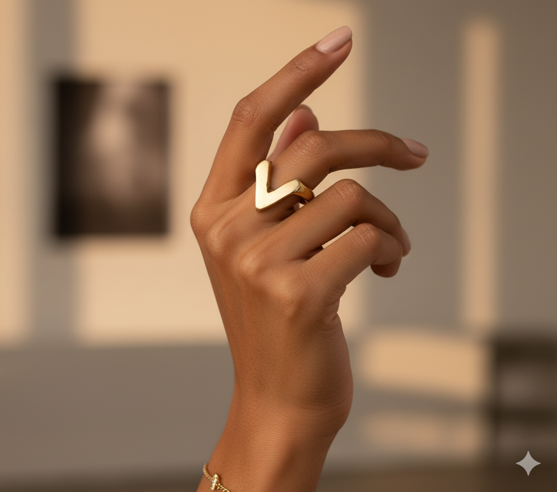 V-Ring – Dainty Brass V-Shaped Ring for Everyday Minimalist Style