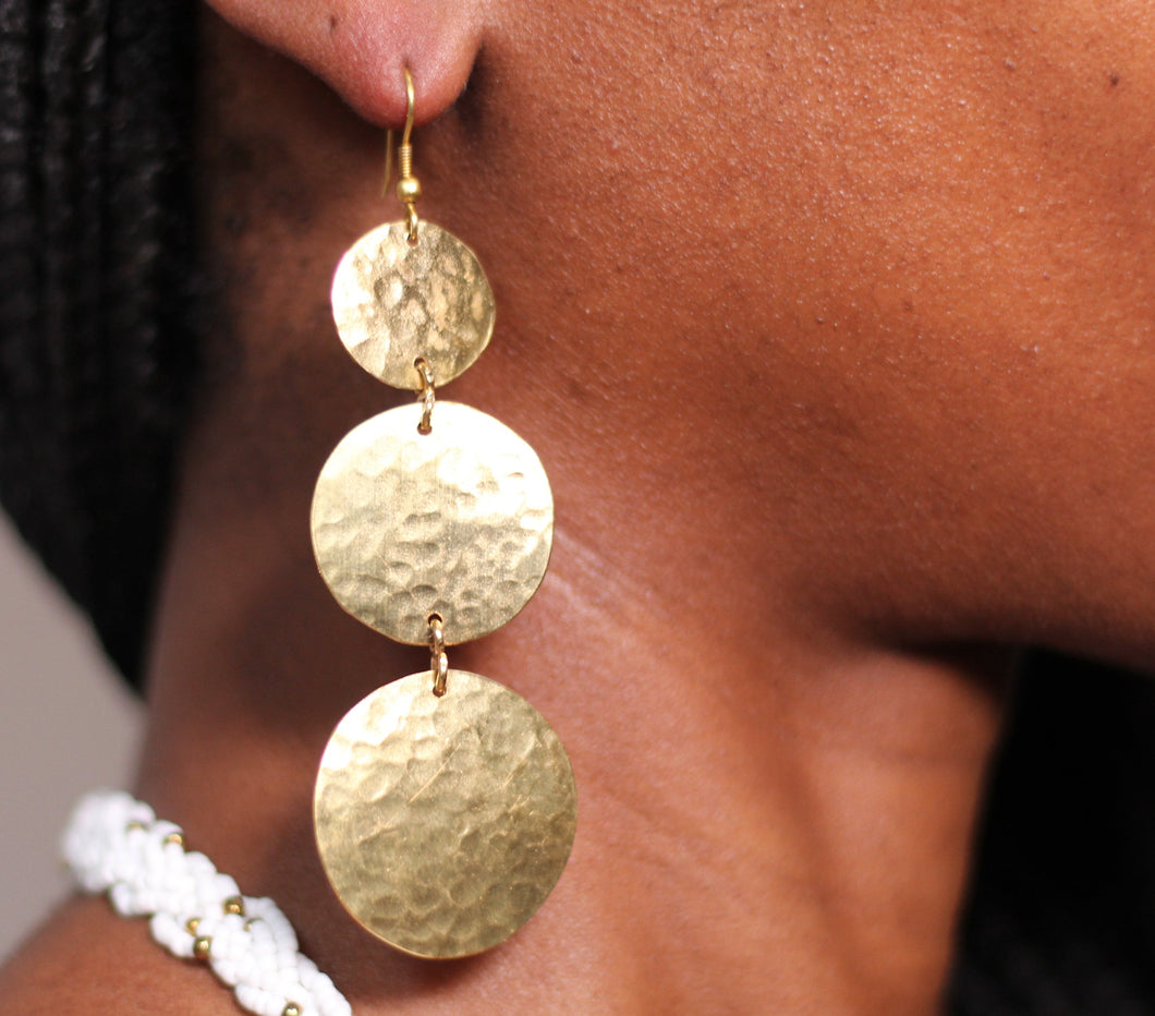 shilling brass hammered earrings african