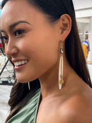 long unique dangle earrings made of brass and bone