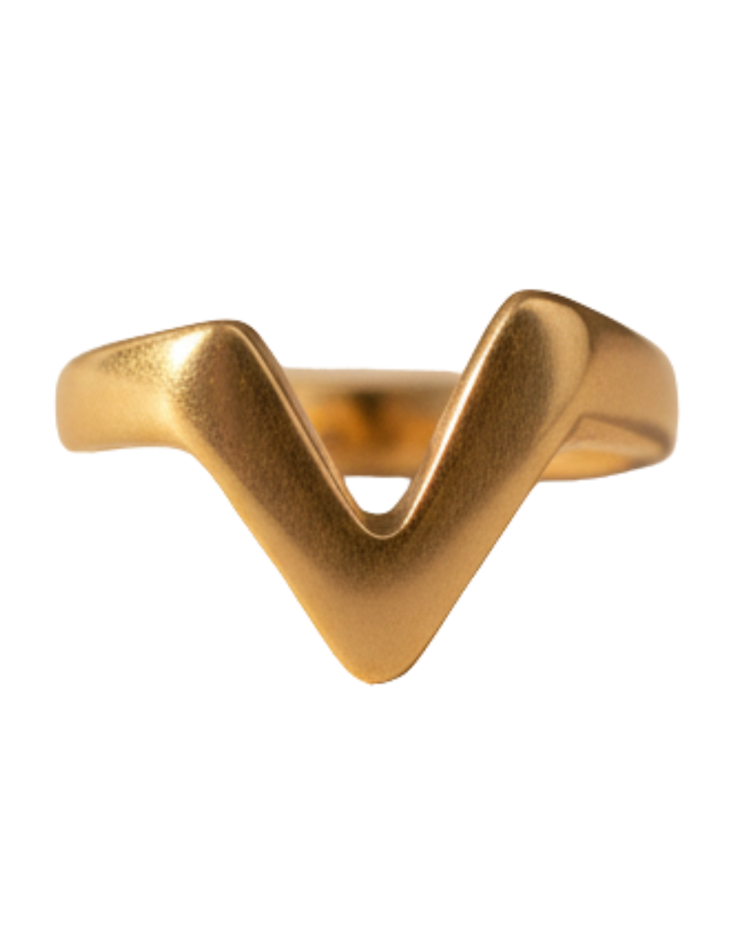 Brass ring with a V-shaped design on a white background