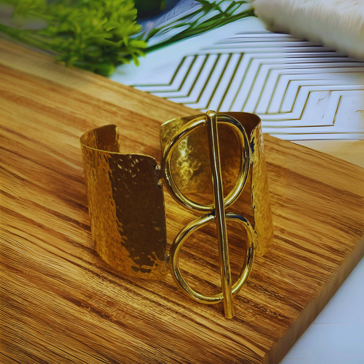 Olono Hammered Brass Cuff