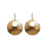 Pair of gold earrings on a white background