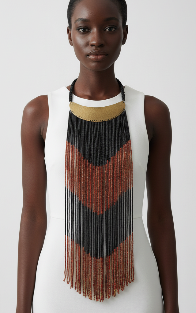 Maasai Long Beaded Statement Necklace – Handmade African Jewelry