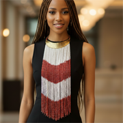 Maasai Long Beaded Statement Necklace – Handmade African Jewelry