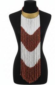 Maasai Long Beaded Statement Necklace – Handmade African Jewelry