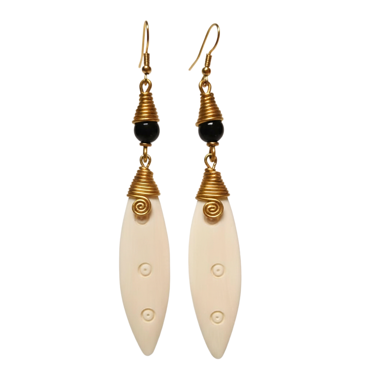 Malaika Handmade Bone & Brass Drop Earrings