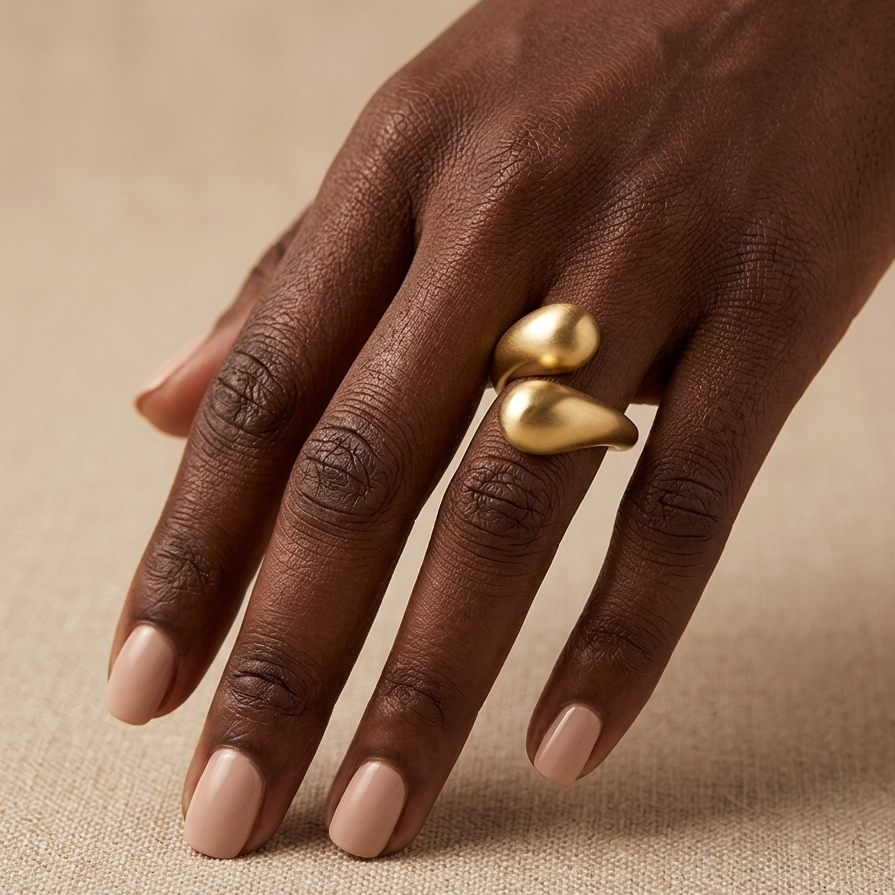 Nyoka Ring – Adjustable Open Brass Statement Ring
