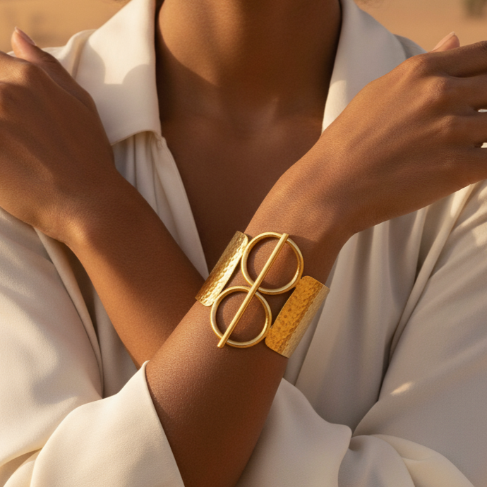 Olono Hammered Brass Cuff