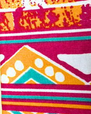 A swatch of colorful fabric with a geometric pattern