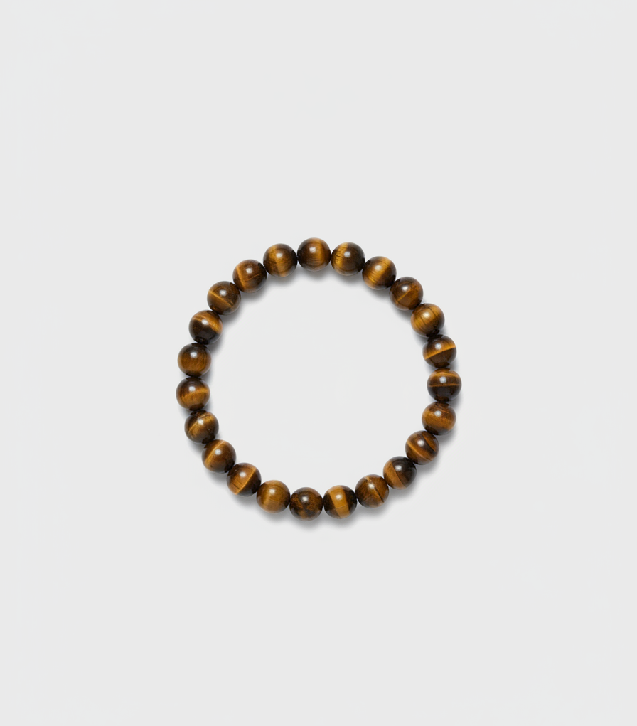 Wooden beaded bracelet on a white background